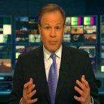 Keep calm of news anchor despite the fire alarm in the news studio,