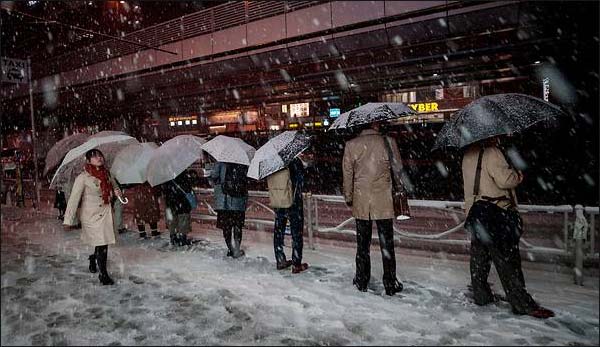 Tokyo: after four years recorded snowfall, train service affected