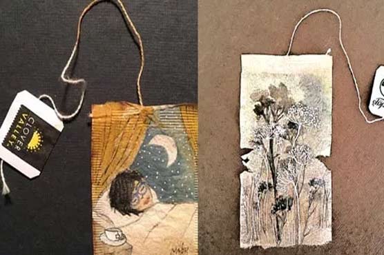 Painting on used teebags