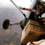 Thousands of feet were throw from the plane to lady close in box
