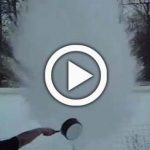 Boiling water freezing in mid air