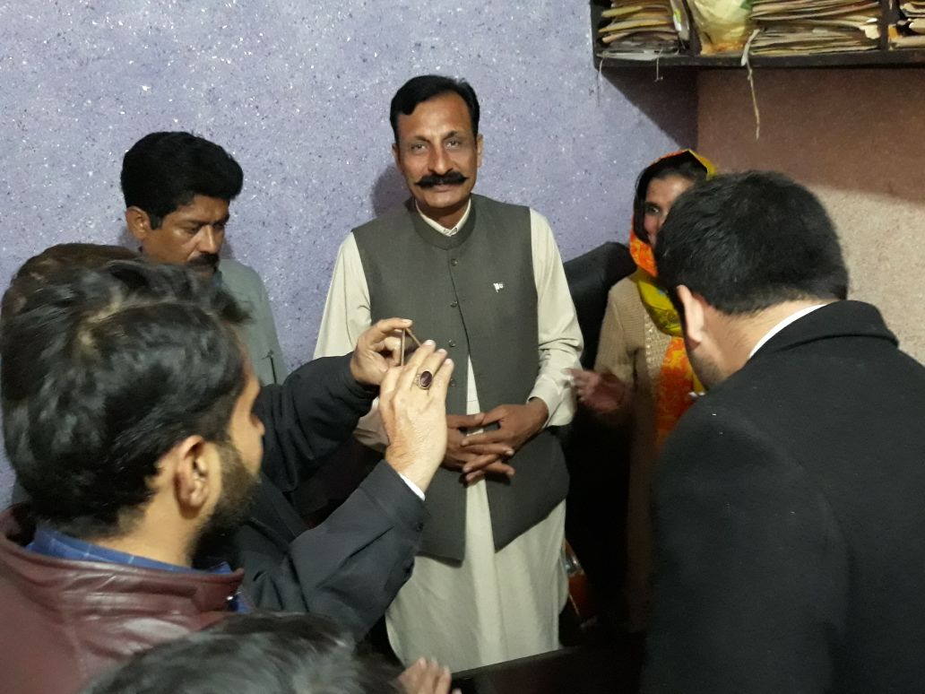 Rawalpindi: Cake, cutting, ceremony, of, shaheed, zulifqar ali bhutto's, 90th, birth, anniversary, held, at, Bilawal Bhutto Force, Divisional, office, Chief, Guest, Raja Faiz Akber and Gen Sec, Raja Imran Haider, with, designated, members of, BBF