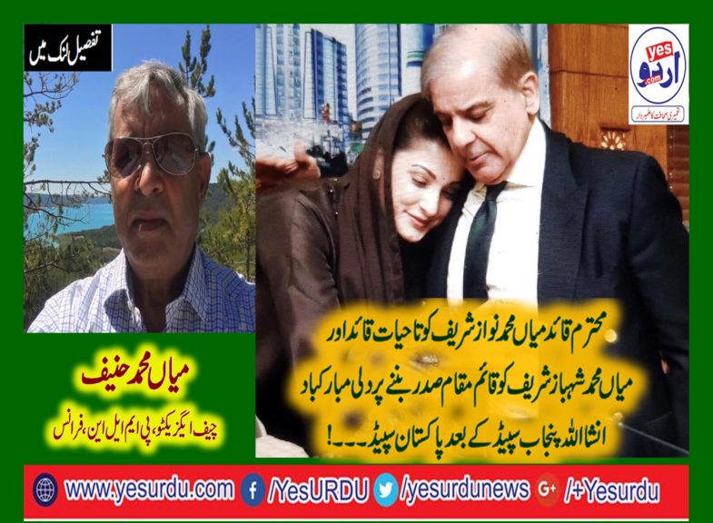 MIAN, MUHAMMAD, HANIEF, CHIEF, EXECUTIVE, PMLN, FRANCE, CONGRATULATED, MIAN SHEHBAZ SHARIEF, ON, ELECTED, INTERIM, PRESIDENT, OF, PMLN