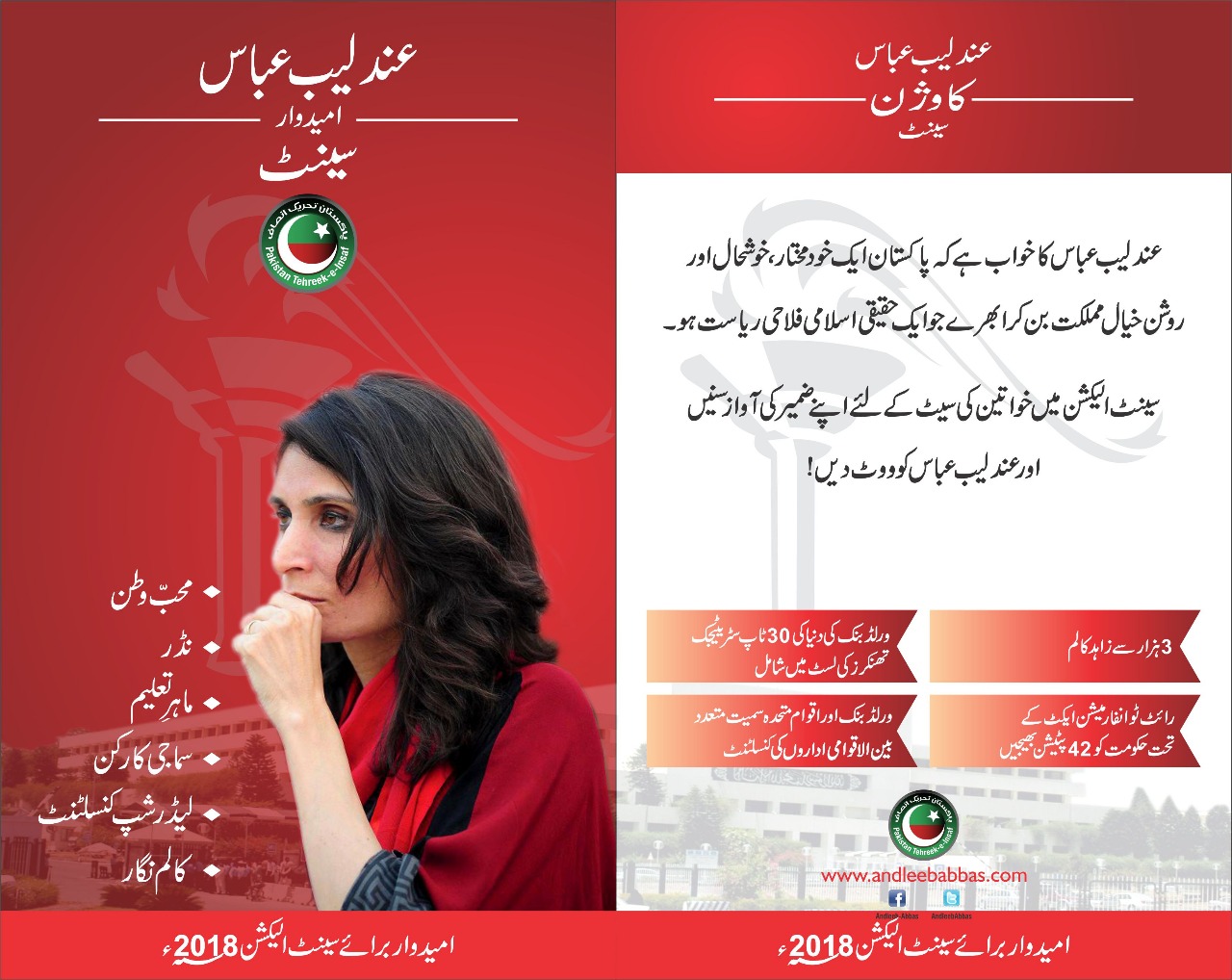 PTI, STARTED, SENATE, ELECTION, CAMPAIGN, LITTLE, INTRODUCTION, OF, STRONGEST, CANDIDATE, FROM, PUNJAB, ANDLEEB ABBAS