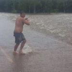 Australian caught fish from a flooded road