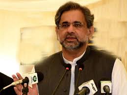 Prime Minister Shahid Khaqan Abbasi addresses the function in Chitral