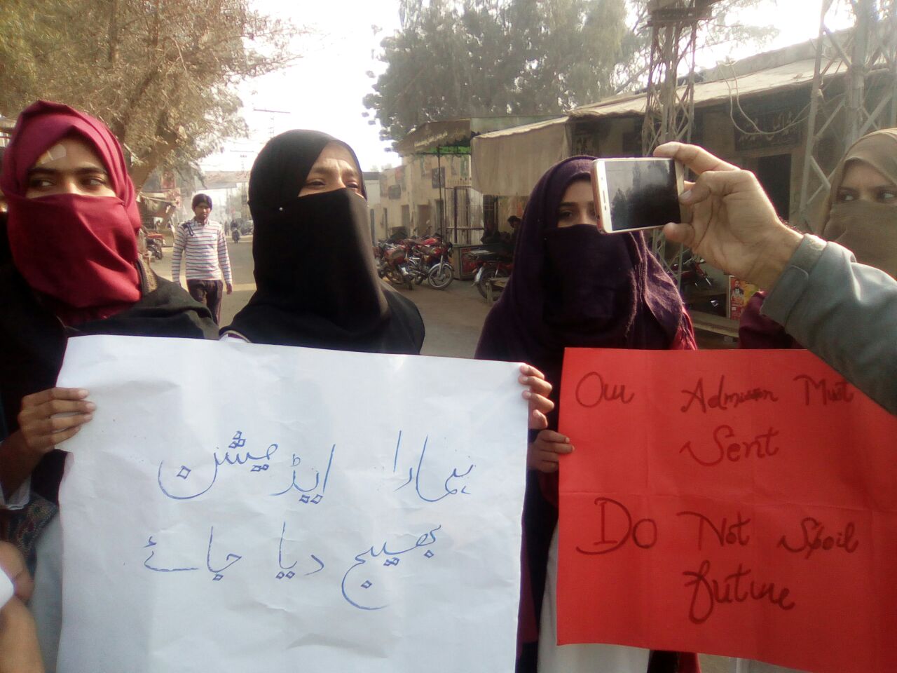 FEMALE, STUDENTS, PROTEST, AGAINST, THEIR, STOPPED, ADMISSIONS, IN, CHISTIAN, GOVT, COLLEGE