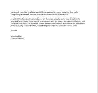 AHAD CHEEMA, PROMOTION, FROM, GRADE, NINETEEN, TO, GRADE, TWENTY, PTI, WRITTEN, LETTER, TO, SECRETARY, ESTABLISHMENT, FOR, INVETIGATION