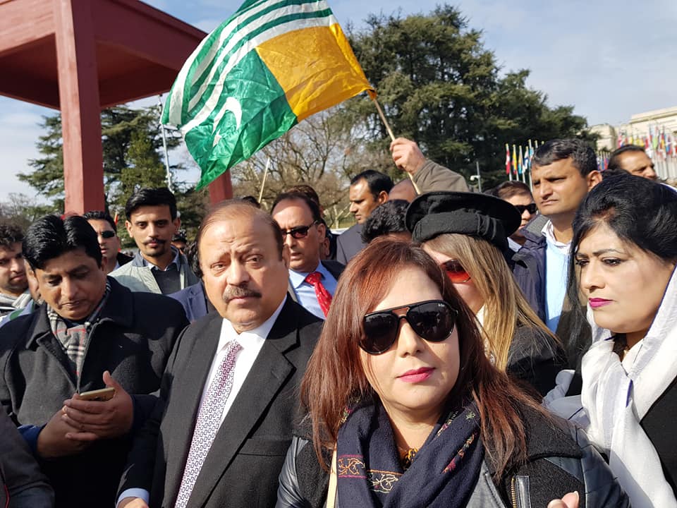 PAKISTANI, AND, KASHMIRI, COMMUNITY, PROTESTING, OUTSIDE, THE, JAVANESE, UN, OFFICER,  HEADED, BY, EX-PRIME MINISTER, AZAD KASHMIR, BARISSTER, SULTAN MEHMOOD CHAUDHRY