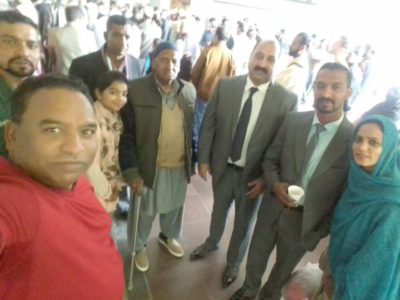 RE-KNOWN, PERSON, AND, SOCIAL, WORKER, DR. ATHAR, ALI, RETURNED, AFTER, PERFORMING, UMRAH, ON, AIRPORT, FRIENDS, AND, FATHER, DR. MUBARAK, ALI, RECEIVED, HIM
