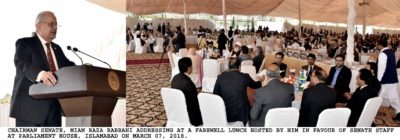 chairman, senate, mian raza rabbani, addressing, the, seminar