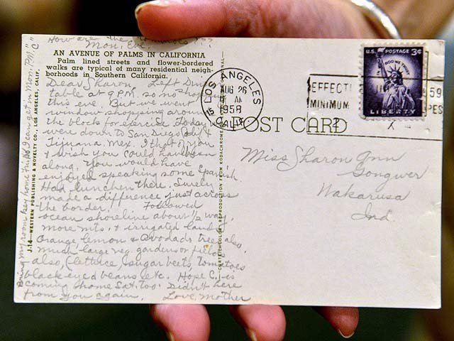 American woman receives postcard sent 60 years ago