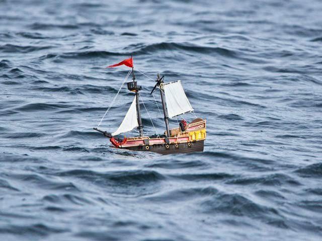 The small toy boat set a trip of thousands of kilometers