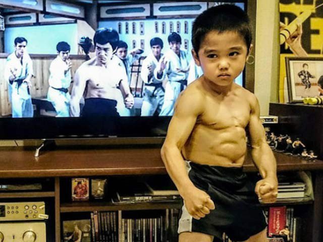 8-year-old child working for 4 hours daily to become Bruce Lee