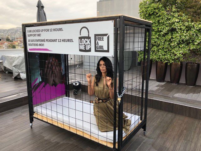 Mallika Sherawat unique protest in the cannes Film Festival against sexual exploitation of children