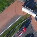 Sweet traffic accidents in Poland, spread delicious chocolate everywhere from truck overwhelming