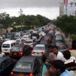 The person died when traffic was caught in traffic
