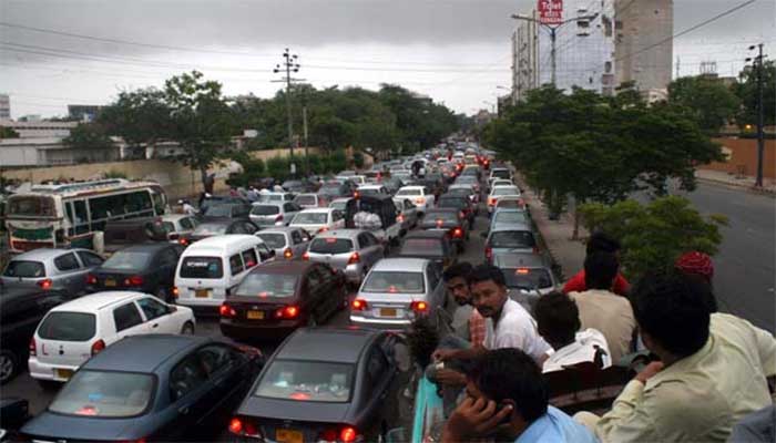 The person died when traffic was caught in traffic