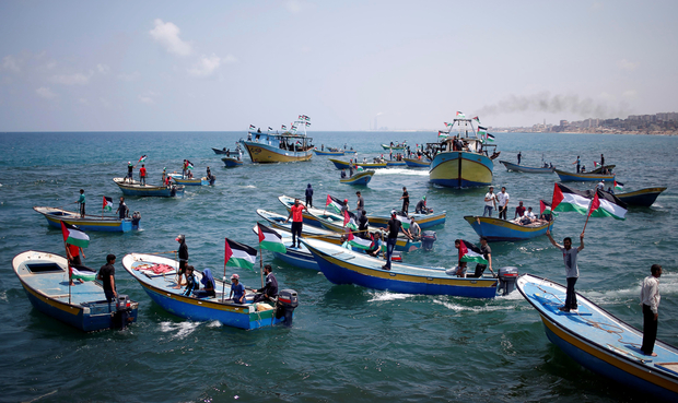 The Gaza Strip has jumped into the Palestinian Ocean to break