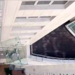 The tremendous video of glass falling from a high building