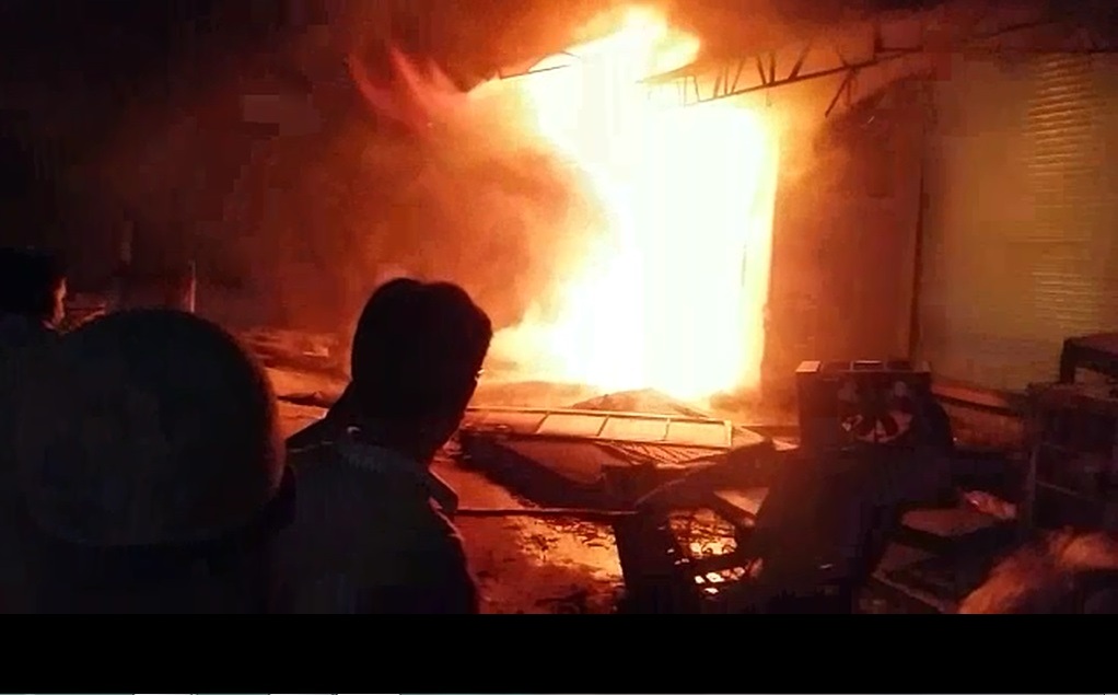 A sudden fire broke out in the shop at Hassan Abdal Bazaar