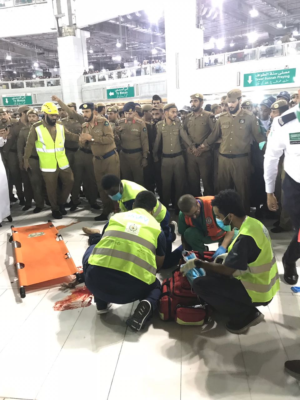 A, Pakistani, aged, about ,35, years, old, jumped, from ,the, top, roof, of, KHANA KAABA ,and ,died, at, the, spot