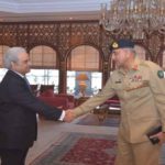 Chief of Army Staff General Qamar Javaid Bajwa meets the caretaker Prime Minister