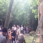 The artist imprisoned himself in a wooden statue