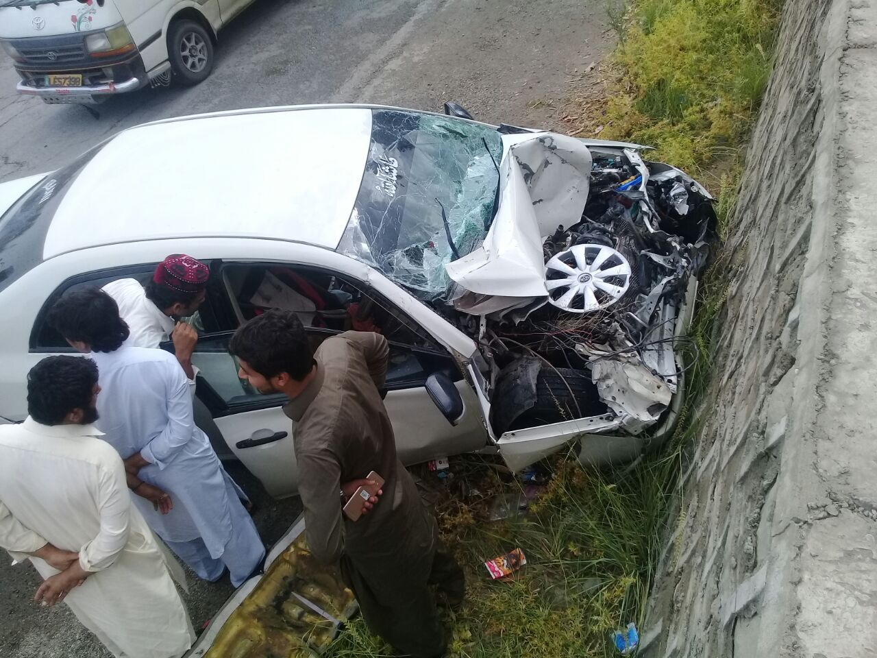 A strong conflict of car and oil tanker on Rawalpindi Kohat Road