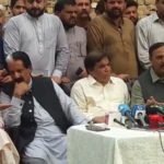 Press conference in the election office of Hanif Abbasi, Sardar Naseem and other leaders