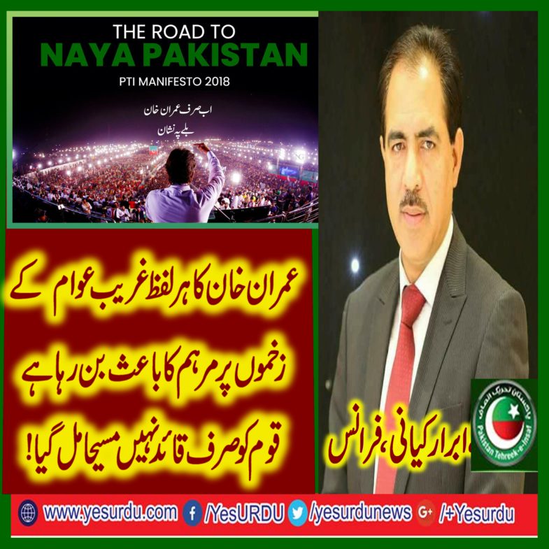 ABRAR KAYANI, SENIOR, LEADER, PTI, FRANCE, SAID, IMRAN KHAN, IS, NOT, ONLY, A , LEADER, BUT, A, DOCTOR, FOR, POOR, PEOPLE