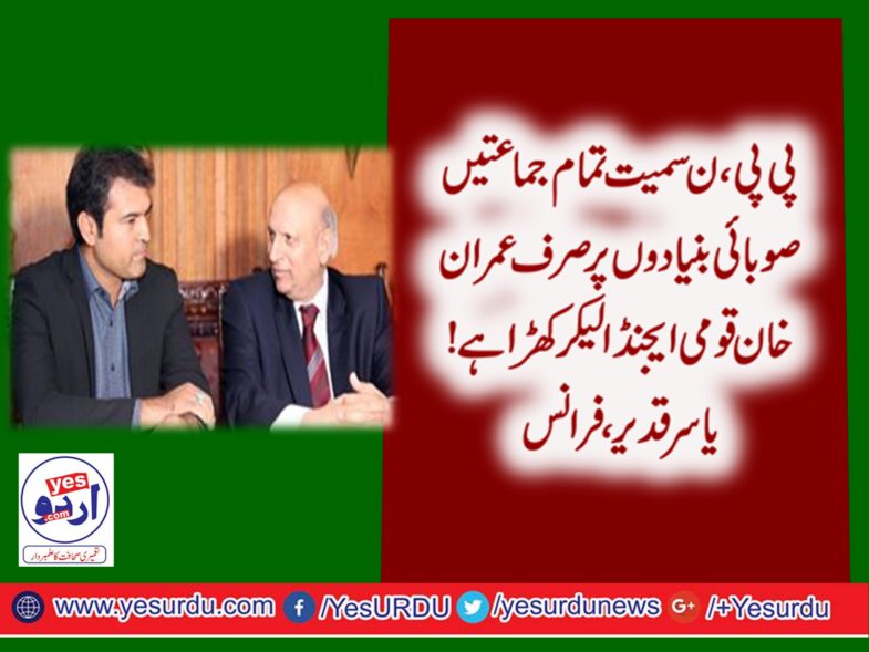 YASIR QADEER, PTI, FRANCE, SAYING, ONLY, PTI, HAVE, NATIONAL, AGENDA, PMLN, PPP, ARE, SELLING, THE, PROVINCIAL, CHOORAN