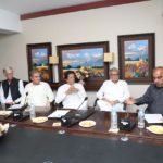 Chairman of the Tehreek-e-Insaf Imran Khan meeting with member of PTI Election Management Cell