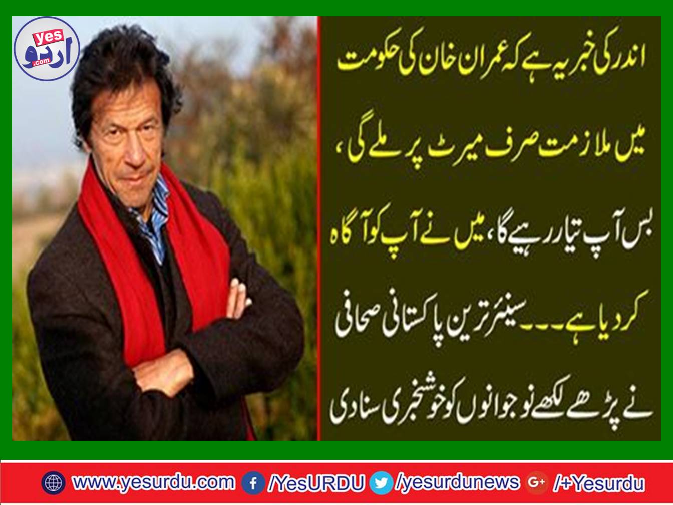 The job in Imran Khan's government will be found only on merit