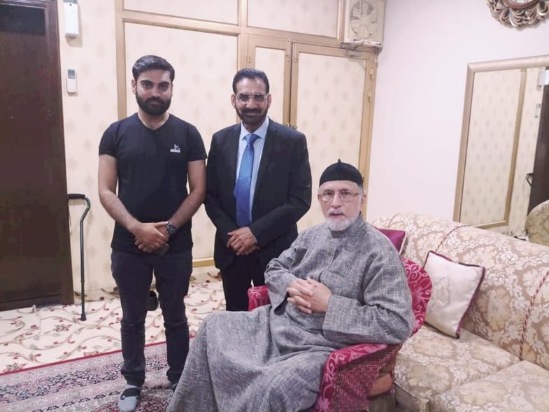 CHAUDHRY ZAFAR KAKRALI, MEET, ALLAMA DR, TAHIR UL QADRI, AT, QADRIA, MODEL TOWN, LAHORE, WLCOMME, HIM, ON, ARRIVING, IN, PAKISTAN