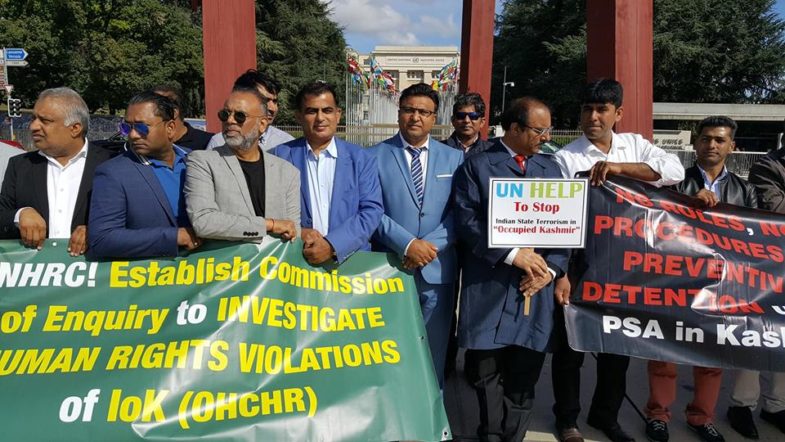 All, parties, Jammu & Kashmir, Forum, France, raised, a, protests, in, favor, of, Kashmiris, before, UN, Office