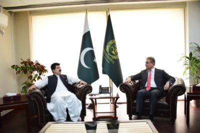 Foreign, Minister, Shah Qureshi, meet, Chairman Senate, Sadiq Sanjrani, in, his, Chamber, today