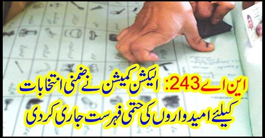 NA 243: The Election Commission issued the final list of candidates for the election