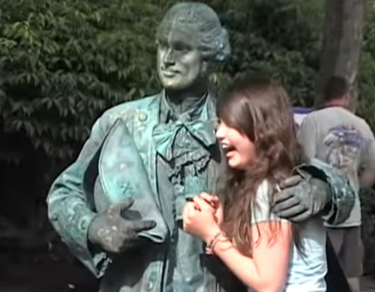 Human Statues  Patrick Toney and Jesse Ferguson enter Seattle Center to perform as two bronze living statues.