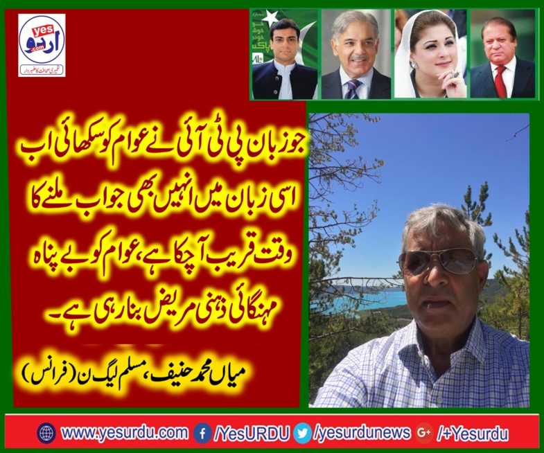 MIAN MUHAMMAD HANIF, CHEIF EXECUTIVE, PMLN FRANCE, ON, PTI, ENGINEERED, ELECTION