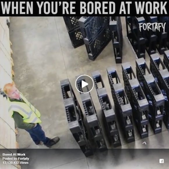 WHEN YOU’RE BORED AT WORK Guys, this was obviously allowed and likely planned out. There’s no way they could have set out all those without a boss stopping and reprimanding all of them if it weren’t. Calm down guys, we get it, you are all such hard workers, I’m so sure of it.