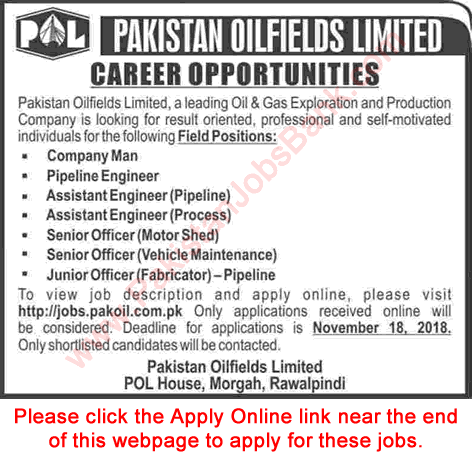 Pakistan Oilfields Limited Jobs November 2018 Apply Online Mechanical Engineers & Others Latest Dawn 11-Nov-2018 (Sunday) in Dawn