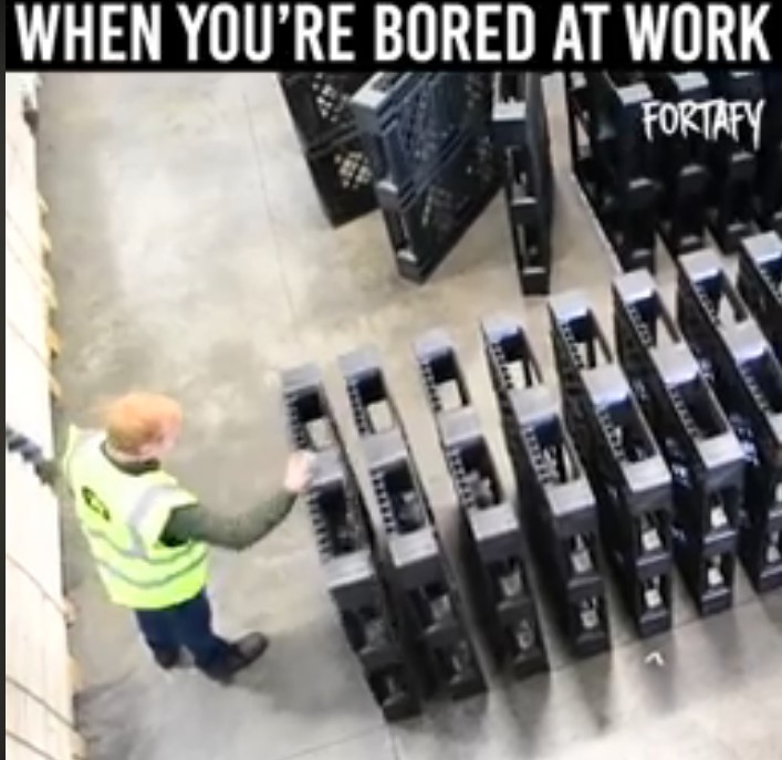 WHEN YOU’RE BORED AT WORK Guys, this was obviously allowed and likely planned out. There’s no way they could have set out all those without a boss stopping and reprimanding all of them if it weren’t. Calm down guys, we get it, you are all such hard workers, I’m so sure of it.