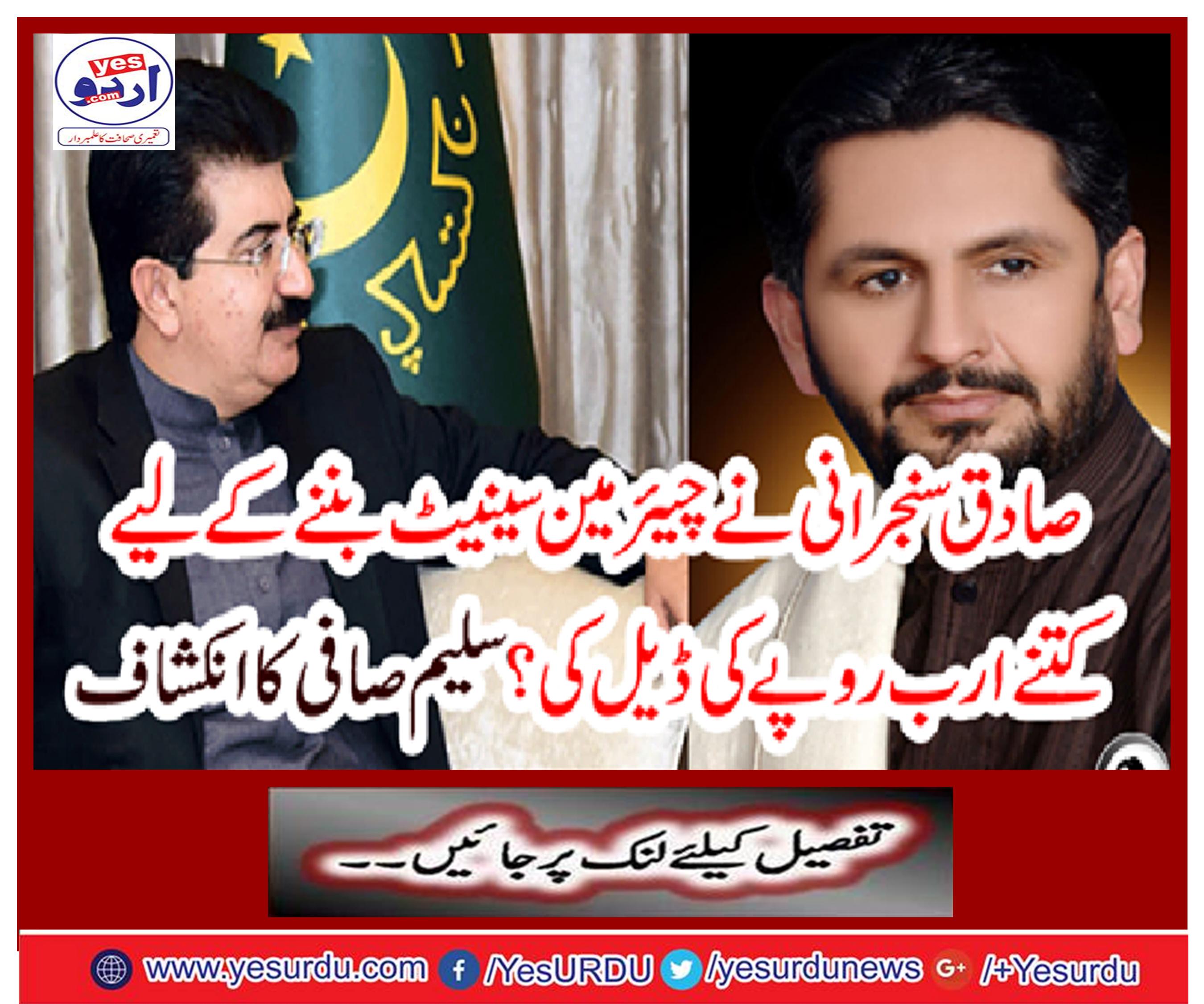 How many billion rupees have been dealt with by Sadiq Sanjani to be Chairman Senate? Salim Safi