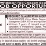 Pakistan Red Crescent Society PRCS Jobs 2018 for Accountant 15 November, 2018
