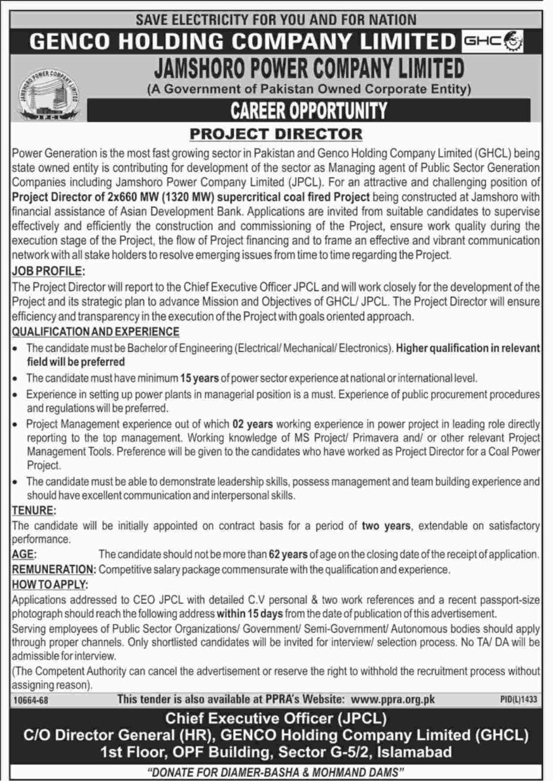 GENCO Holding Company (GHC) Jobs 2018 for Project Director 12 November, 2018