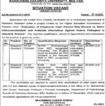 Bahauddin Zakariya University Jobs 2018 for Research Assistants 13 November, 2018