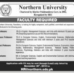 Northern University Nowshera Jobs 2018 for Teaching Faculty 13 November, 2018