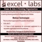 Excel Labs Islamabad Jobs 2018 for Medical Technologist 17 November, 2018