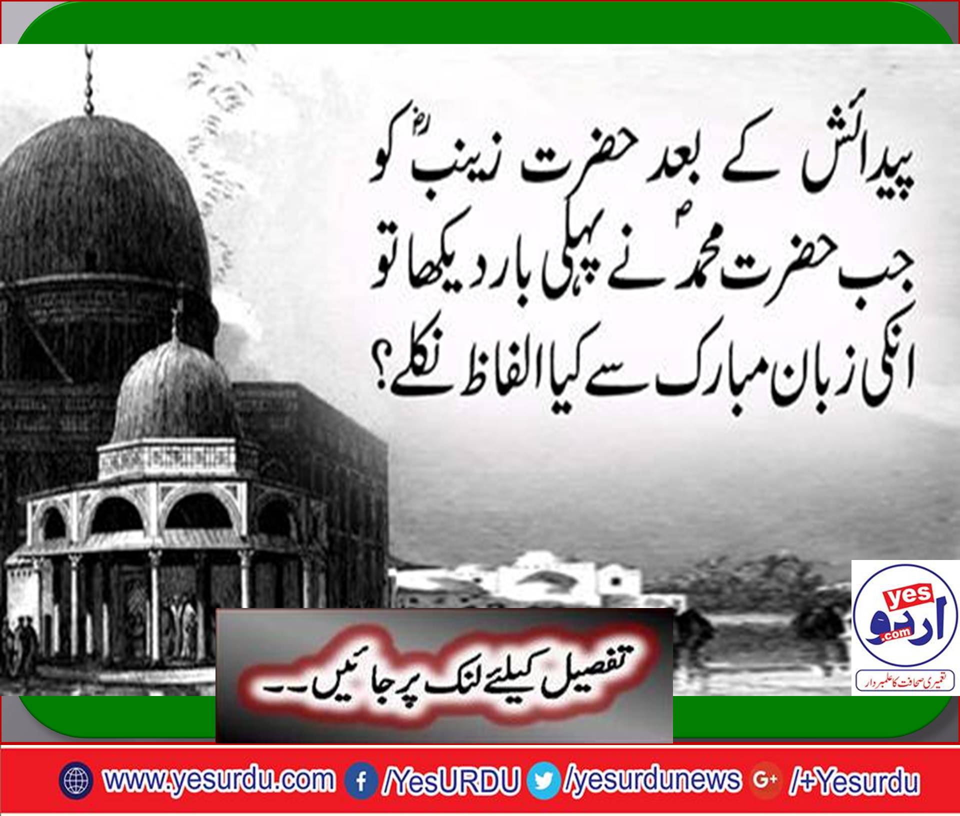 After birth, when Hazrat Muhammad saw Hazrat Zainab Salehullah, what did his words come out with greetings?